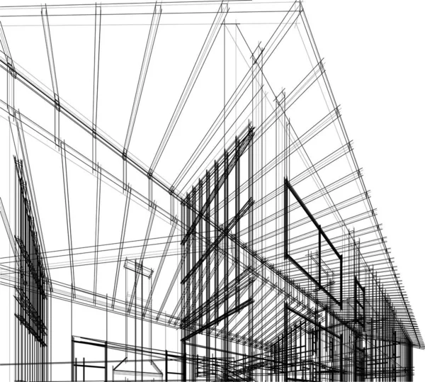 Minimala Geometriska Former Arkitektoniska Linjer — Stock vektor