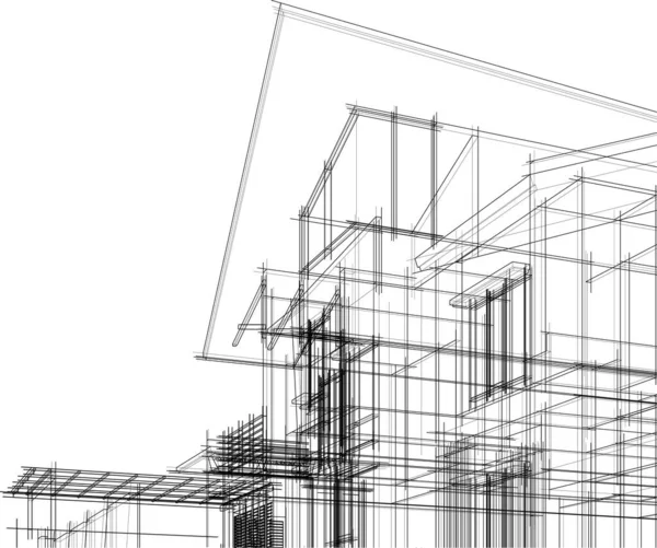 最小限の幾何学的形状建築線 — ストックベクタ