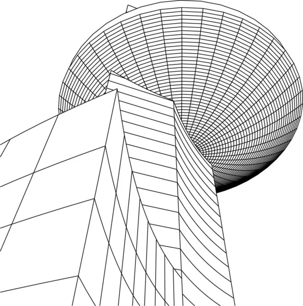 建筑艺术概念中的抽象绘图线 最小几何形状 — 图库矢量图片