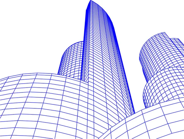 Abstracte Tekenlijnen Architectonisch Kunstconcept Minimale Geometrische Vormen — Stockvector