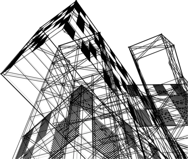 Minimální Geometrické Tvary Architektonické Linie — Stockový vektor