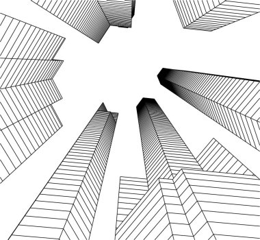 Mimari sanat konseptinde soyut çizgiler, minimum geometrik şekiller. 