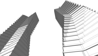 Mimari sanat konseptinde soyut çizgiler, minimum geometrik şekiller. 