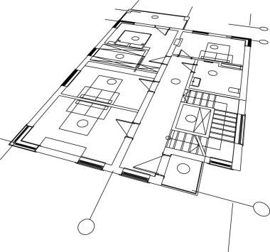Mimari sanat konseptinde soyut çizgiler, minimum geometrik şekiller. 