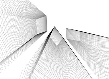 Mimari sanat konseptinde soyut çizgiler, minimum geometrik şekiller. 