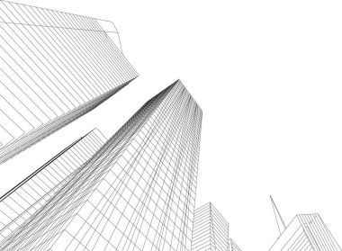 Mimari sanat konseptinde soyut çizgiler, minimum geometrik şekiller. 