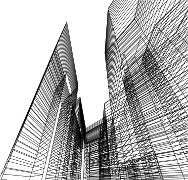 Mimari sanat konseptinde soyut çizgiler, minimum geometrik şekiller. 