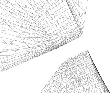 Mimari sanat konseptinde soyut çizgiler, minimum geometrik şekiller. 