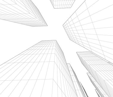 Mimari sanat konseptinde soyut çizgiler, minimum geometrik şekiller. 