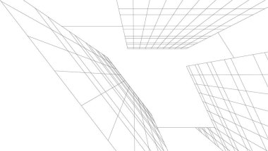 Mimari sanat konseptinde soyut çizgiler, minimum geometrik şekiller. 