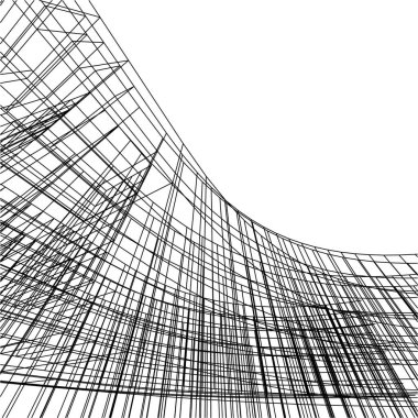 Mimari sanat konseptinde soyut çizgiler, minimum geometrik şekiller. 