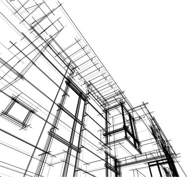 Mimari sanat konseptinde soyut çizgiler, minimum geometrik şekiller. 