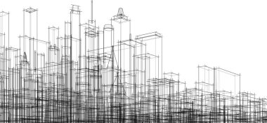 Mimari sanat konseptinde soyut çizgiler, minimum geometrik şekiller. 