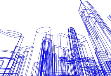 Mimari sanat konseptinde soyut çizgiler, minimum geometrik şekiller. 