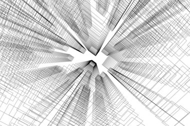 Mimari sanat konseptinde soyut çizgiler, minimum geometrik şekiller. 