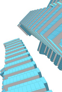 Arkaplanda mimari bina 3d illüstrasyon