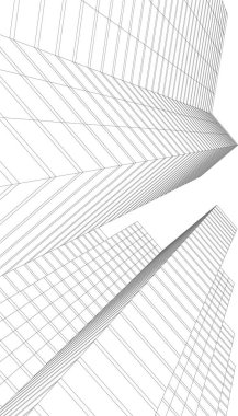 Mimari sanat konseptinde soyut çizgiler, minimum geometrik şekiller. 