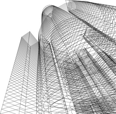 Arkaplanda mimari bina 3d illüstrasyon