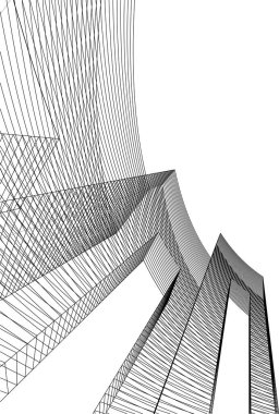 Mimari sanat konseptinde soyut çizgiler, minimum geometrik şekiller.