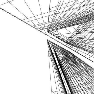 Mimari sanat konseptinde soyut çizgiler, minimum geometrik şekiller.