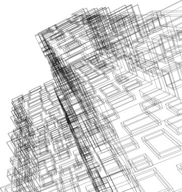 Arkaplanda mimari bina 3d illüstrasyon