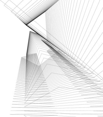 Mimari sanat konseptinde soyut çizgiler, minimum geometrik şekiller. 