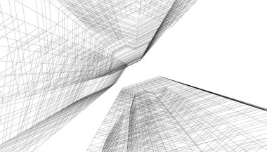 Mimari sanat konseptinde soyut çizgiler, minimum geometrik şekiller.