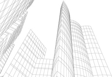 Mimari sanat konseptinde soyut çizgiler, minimum geometrik şekiller.