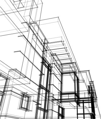 Mimari sanat konseptinde soyut çizgiler, minimum geometrik şekiller. 