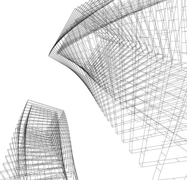 Mimari sanat konseptinde soyut çizgiler, minimum geometrik şekiller.