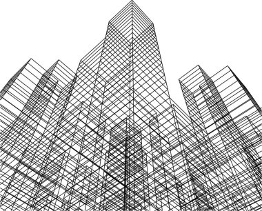 Mimari sanat konseptinde soyut çizgiler, minimum geometrik şekiller. 