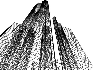 Mimari sanat konseptinde soyut çizgiler, minimum geometrik şekiller.