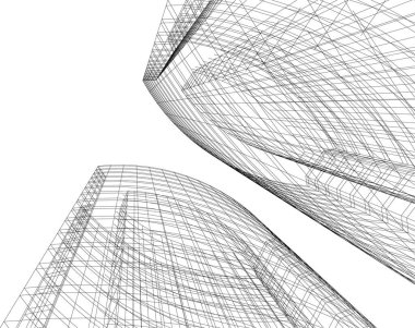 Beyaz zemin üzerine mimari sanat konseptinde soyut çizgiler, minimum geometrik şekiller.