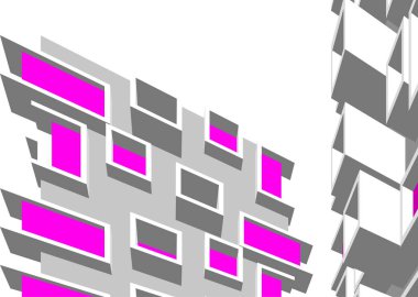 Mimari sanat konseptinde soyut çizgiler, minimum geometrik şekiller. 