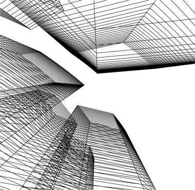Mimari sanat konseptinde soyut çizgiler, minimum geometrik şekiller. 