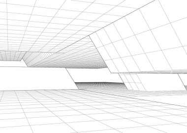 Mimari sanat konseptinde soyut çizgiler, minimum geometrik şekiller. 