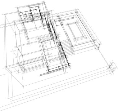 Mimari sanat konseptinde soyut çizgiler, minimum geometrik şekiller. 