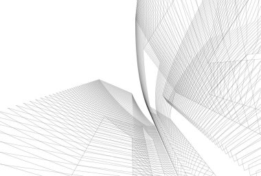 Mimari sanat konseptinde soyut çizgiler, minimum geometrik şekiller.