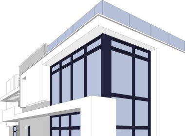 Mimari sanat konseptinde soyut çizgiler, minimum geometrik şekiller. 