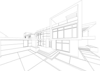 Mimari sanat konseptinde soyut çizgiler, minimum geometrik şekiller. 