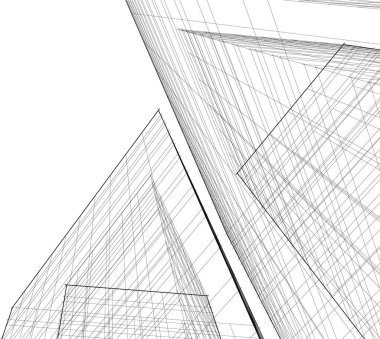 Mimari sanat konseptinde soyut çizgiler, minimum geometrik şekiller. 