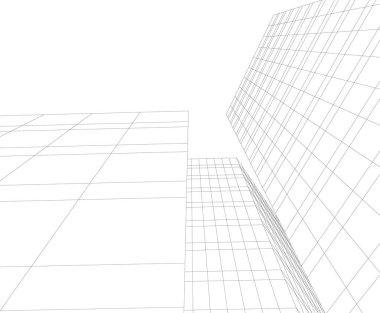 Mimari sanat konseptinde soyut çizgiler, minimum geometrik şekiller. 