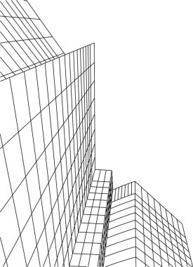 Mimari sanat konseptinde soyut çizgiler, minimum geometrik şekiller. 