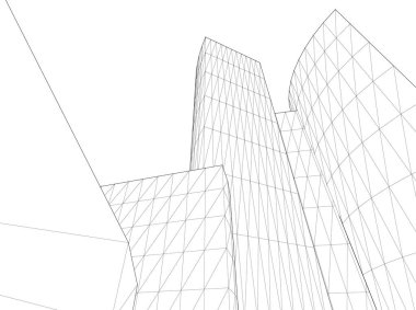 Mimari sanat konseptinde soyut çizgiler, minimum geometrik şekiller. 