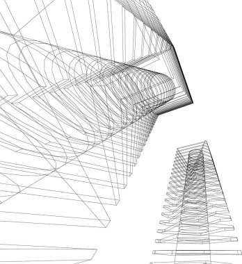 Mimari sanat konseptinde soyut çizgiler, minimum geometrik şekiller.