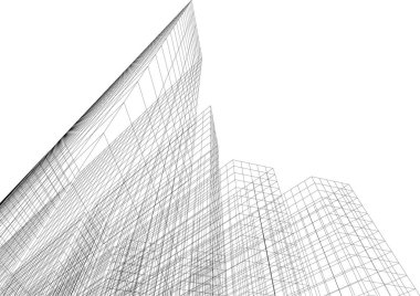 Arkaplanda mimari bina 3d illüstrasyon