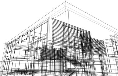 Mimari sanat konseptinde soyut çizgiler, minimum geometrik şekiller.
