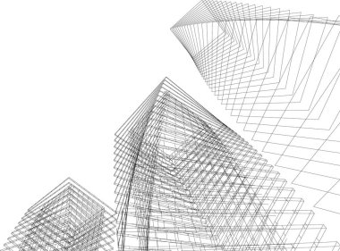 Arkaplanda mimari bina 3d illüstrasyon