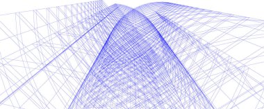 Arkaplanda mimari bina 3d illüstrasyon