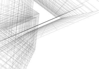 Arkaplanda mimari bina 3d illüstrasyon